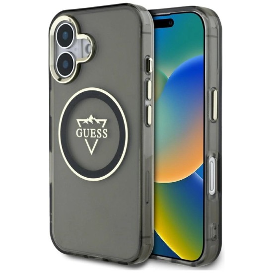 Guess IML Metal Mountain Logo MagSafe case for iPhone 16 - black Guess IML Metal Mountain Logo MagSafe case for iPhone 16 - black