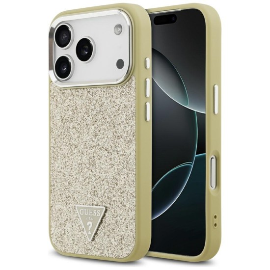 Guess Glitter Triangle Logo MagSafe Case for iPhone 17 Pro - Gold Guess Glitter Triangle Logo MagSafe Case for iPhone 17 Pro - Gold