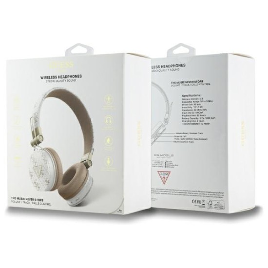 Guess Bluetooth ENC GUBH70E4PTMH on-ear headphones white 4G Triangle Round Shape Guess Bluetooth ENC GUBH70E4PTMH on-ear headphones white 4G Triangle Round Shape