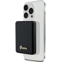 Guess MagSafe Metal Script Logo induction power bank 5W 3000mAh - black Guess MagSafe Metal Script Logo induction power bank 5W 3000mAh - black