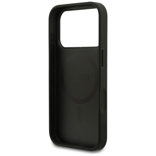Guess Grained Ring MagSafe case for iPhone 17 Pro - black