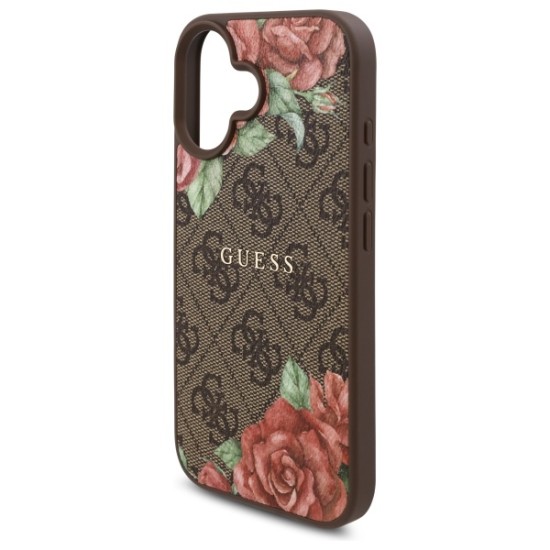 Guess GUHMP16SP4ROPEMCW iPhone 16 6.1" brown/brown hardcase 4G Flowers Print MagSafe Guess GUHMP16SP4ROPEMCW iPhone 16 6.1" brown/brown hardcase 4G Flowers Print MagSafe