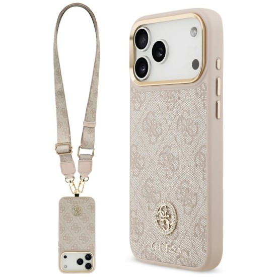 Guess 4G Strass Logo & Big Strap Metal Buttons MagSafe Case for iPhone 17 Pro Max - Pink Guess 4G Strass Logo & Big Strap Metal Buttons MagSafe Case for iPhone 17 Pro Max - Pink