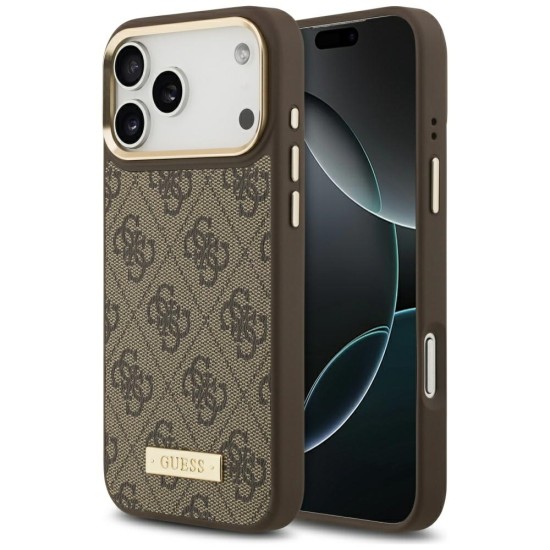 Guess 4G Logo Plate MagSafe Case for iPhone 17 Pro Max - Brown