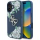 Guess Grained Roses Big 4G logo case for iPhone 16 - blue Guess Grained Roses Big 4G logo case for iPhone 16 - blue