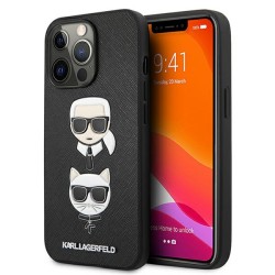 Karl Lagerfeld Saffiano Karl&amp;amp;Choupette Head Case for iPhone 13 Pro / 13 - Black
