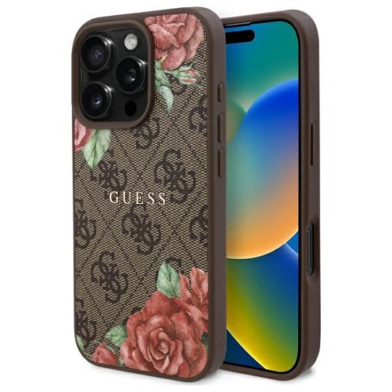 Guess GUHMP16XP4ROPEMCW iPhone 16 Pro Max 6.9" brown/brown hardcase 4G Flowers Print MagSafe Guess GUHMP16XP4ROPEMCW iPhone 16 Pro Max 6.9" brown/brown hardcase 4G Flowers Print MagSafe