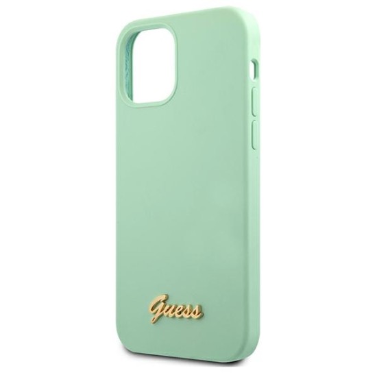 Guess Metal Logo Script Case for iPhone 12 Pro Max 6.7" - Green