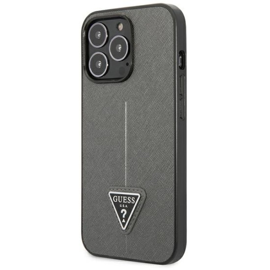 Guess Saffiano Triangle Logo case for iPhone 13 Pro / 13 6.1" - silver Guess Saffiano Triangle Logo case for iPhone 13 Pro / 13 6.1" - silver