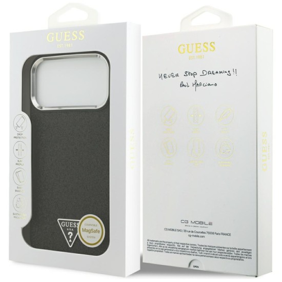 Guess Glitter Triangle Logo MagSafe Case for iPhone 17 Pro Max - Black