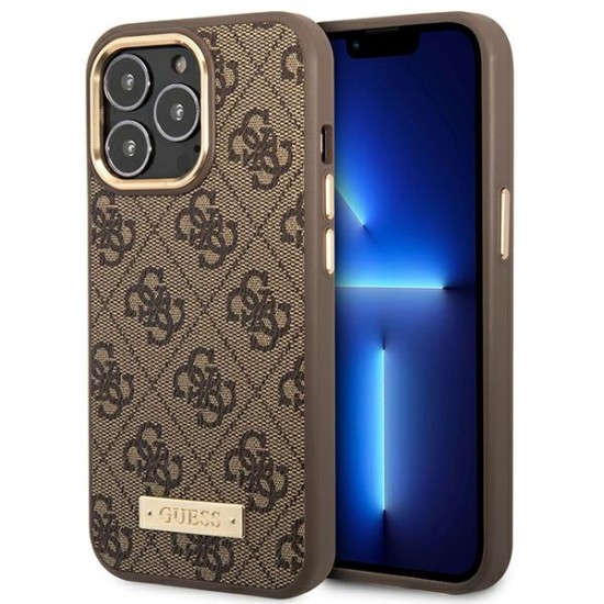 Guess GUHMP14LU4GPRW iPhone 14 Pro 6.1 "brown / brown hard case 4G Logo Plate MagSafe Guess GUHMP14LU4GPRW iPhone 14 Pro 6.1 "brown / brown hard case 4G Logo Plate MagSafe