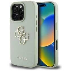 Guess Grained Big 4G Logo Small Classic Logo case for iPhone 16 Pro Max - green
