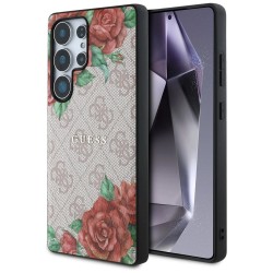 Guess Leather 4G Flowers Print Metal Classic Logo MagSafe Case for Samsung Galaxy S25 Ultra - Pink Guess Leather 4G Flowers Print Metal Classic Logo MagSafe Case for Samsung Galaxy S25 Ultra - Pink