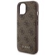 Guess 4G Metal Logo case set for iPhone 15 + 5000mAh MagSafe power bank - brown