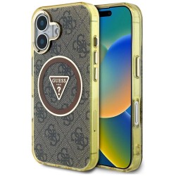 Guess IML Metal Glitter 4G Circle Triangle MagSafe Case for iPhone 16 - Brown Guess IML Metal Glitter 4G Circle Triangle MagSafe Case for iPhone 16 - Brown