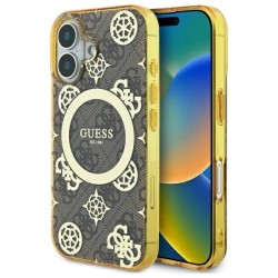 Guess IML Peony On 4G Background MagSafe iPhone 16 Case - Brown Guess IML Peony On 4G Background MagSafe iPhone 16 Case - Brown