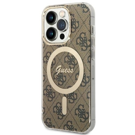 Guess IML 4G MagSafe case for iPhone 15 Pro - brown Guess IML 4G MagSafe case for iPhone 15 Pro - brown