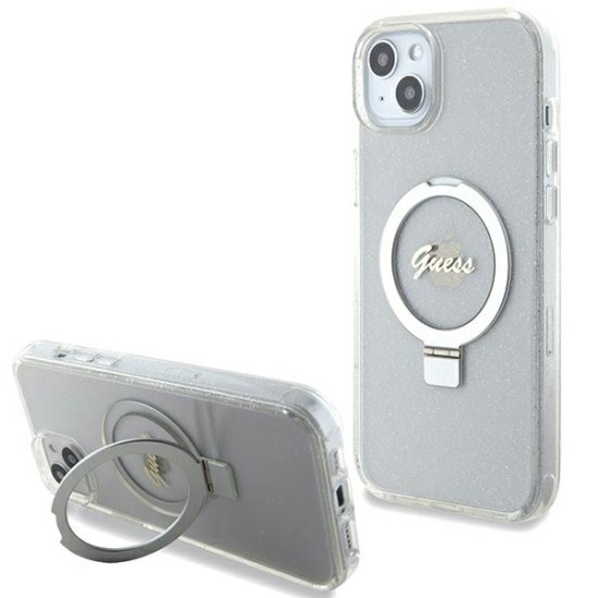Guess GUHMP15MHRSGSD iPhone 15 Plus / 14 Plus 6.7" transparent/transparent hardcase Ring Stand Script Glitter MagSafe Guess GUHMP15MHRSGSD iPhone 15 Plus / 14 Plus 6.7" transparent/transparent hardcase Ring Stand Script Glitter MagSafe
