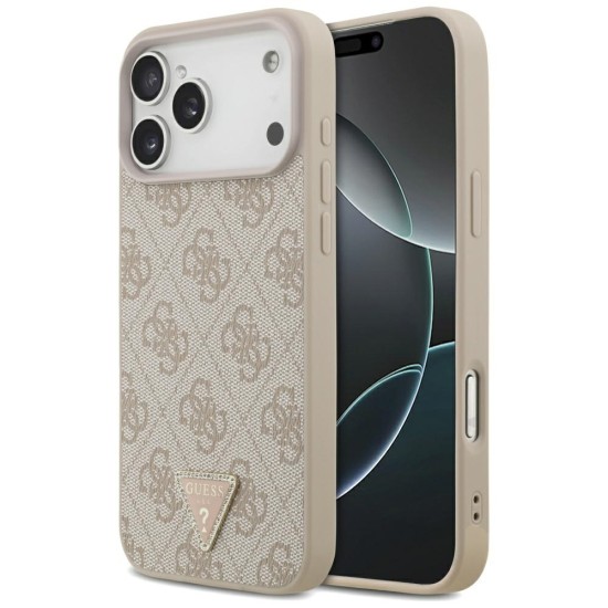 Guess Leather 4G Triangle Strass MagSafe Case for iPhone 17 Pro Max - Pink