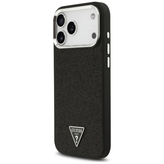 Guess Glitter Triangle Logo MagSafe Case for iPhone 17 Pro Max - Black