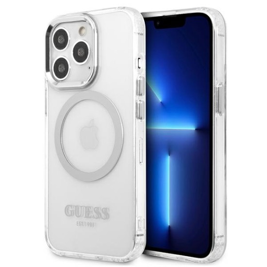 Guess Metal Outline MagSafe case for iPhone 13 Pro / iPhone 13 - silver Guess Metal Outline MagSafe case for iPhone 13 Pro / iPhone 13 - silver