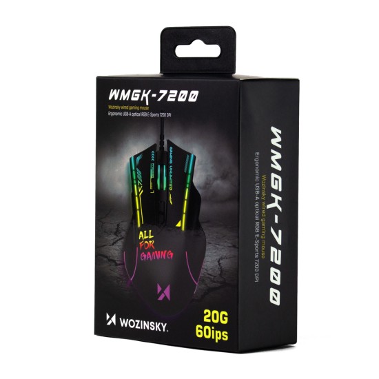 Wozinsky WMGK-7200 Wired Optical Gaming Mouse 7200 DPI - Black Wozinsky WMGK-7200 Wired Optical Gaming Mouse 7200 DPI - Black