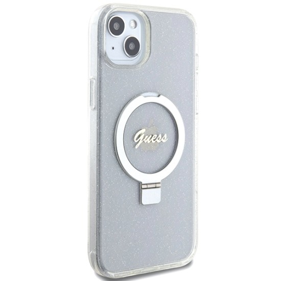 Guess GUHMP15MHRSGSD iPhone 15 Plus / 14 Plus 6.7" transparent/transparent hardcase Ring Stand Script Glitter MagSafe Guess GUHMP15MHRSGSD iPhone 15 Plus / 14 Plus 6.7" transparent/transparent hardcase Ring Stand Script Glitter MagSafe