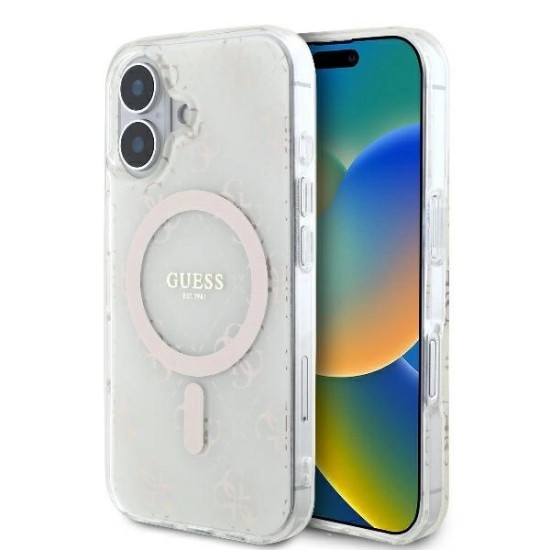 Guess IML 4G Background MagSafe Case for iPhone 16 Plus - White Guess IML 4G Background MagSafe Case for iPhone 16 Plus - White