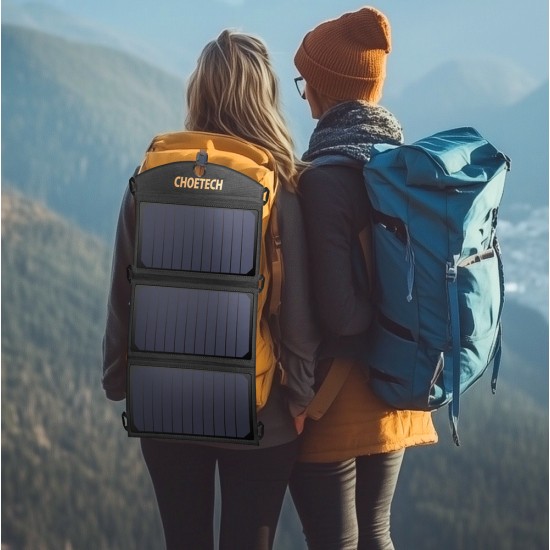 Choetech SC001 solar foldable charger 19W 2x USB-A - black Choetech SC001 solar foldable charger 19W 2x USB-A - black