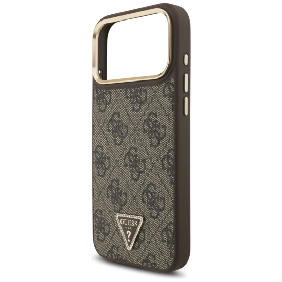 Guess 4G Triangle Logo MagSafe Case for iPhone 17 Pro Max - Brown &amp;amp; Gold