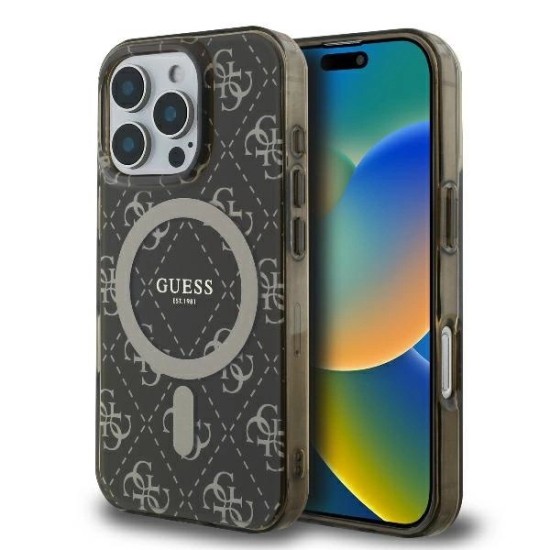 Guess IML 4G Background MagSafe iPhone 16 Pro Case - Brown Guess IML 4G Background MagSafe iPhone 16 Pro Case - Brown