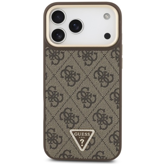 Guess 4G Triangle Logo MagSafe Case for iPhone 17 Pro Max - Brown &amp;amp; Gold