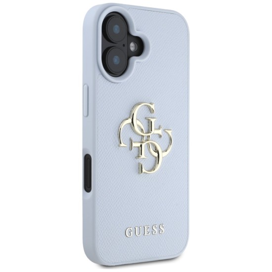 Guess Grained Big 4G Logo Small Classic Logo case for iPhone 16 - blue