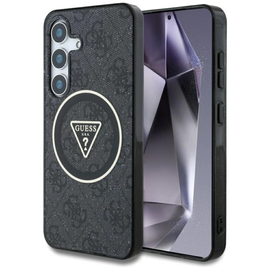 Guess 4G Glitter Triangle Buttons MagSafe Case for Samsung Galaxy S25 Plus Black Guess 4G Glitter Triangle Buttons MagSafe Case for Samsung Galaxy S25 Plus Black