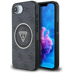 Guess IML Metal Glitter 4G Circle Triangle MagSafe Case for iPhone 16e - Black Guess IML Metal Glitter 4G Circle Triangle MagSafe Case for iPhone 16e - Black