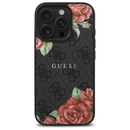 Guess GUHMP16LP4ROPEMCK iPhone 16 Pro 6.3" black/black hardcase 4G Flowers Print MagSafe Guess GUHMP16LP4ROPEMCK iPhone 16 Pro 6.3" black/black hardcase 4G Flowers Print MagSafe