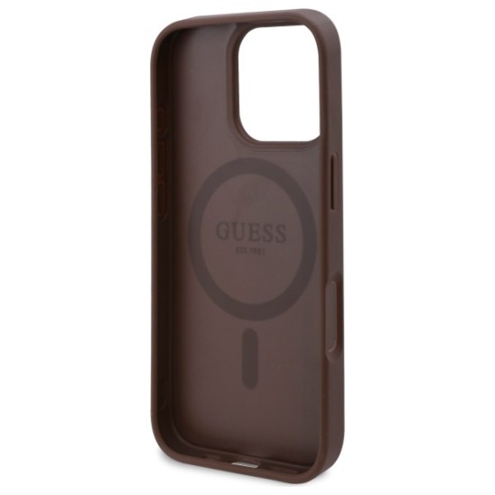 Guess GUHMP16LP4ROPEMCW iPhone 16 Pro 6.3" brown/brown hardcase 4G Flowers Print MagSafe Guess GUHMP16LP4ROPEMCW iPhone 16 Pro 6.3" brown/brown hardcase 4G Flowers Print MagSafe
