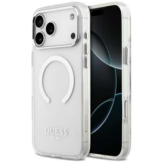 Guess Metal Outline MagSafe case for iPhone 17 Pro Max - silver