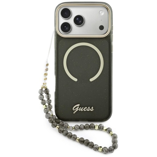 Guess IML Glitters Script Strap MagSafe case for iPhone 17 Pro Max - black Guess IML Glitters Script Strap MagSafe case for iPhone 17 Pro Max - black