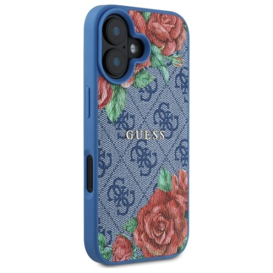 Guess GUHMP16SP4ROPEMCB iPhone 16 6.1" blue/blue hardcase 4G Flowers Print MagSafe Guess GUHMP16SP4ROPEMCB iPhone 16 6.1" blue/blue hardcase 4G Flowers Print MagSafe