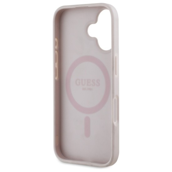 Guess GUHMP16SP4ROPEMCP iPhone 16 6.1" pink/pink hardcase 4G Flowers Print MagSafe Guess GUHMP16SP4ROPEMCP iPhone 16 6.1" pink/pink hardcase 4G Flowers Print MagSafe