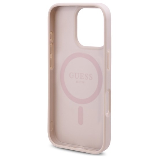 Guess GUHMP16LP4ROPEMCP iPhone 16 Pro 6.3" pink/pink hardcase 4G Flowers Print MagSafe Guess GUHMP16LP4ROPEMCP iPhone 16 Pro 6.3" pink/pink hardcase 4G Flowers Print MagSafe