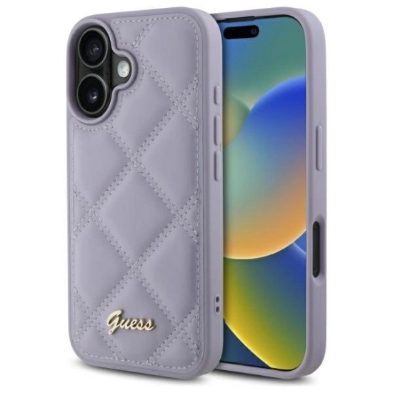 Guess Quilted Metal Logo case for iPhone 16 - light purple