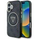 Guess IML Metal Glitter 4G Circle Triangle MagSafe Case for iPhone 16 - Black