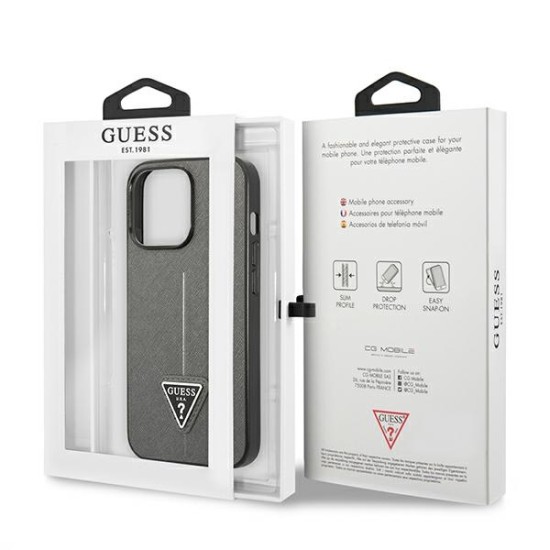 Guess Saffiano Triangle Logo case for iPhone 13 Pro / 13 6.1" - silver Guess Saffiano Triangle Logo case for iPhone 13 Pro / 13 6.1" - silver