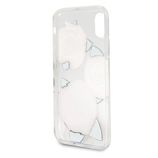 Guess Flower Desire Red Rose iPhone X Case - Transparent