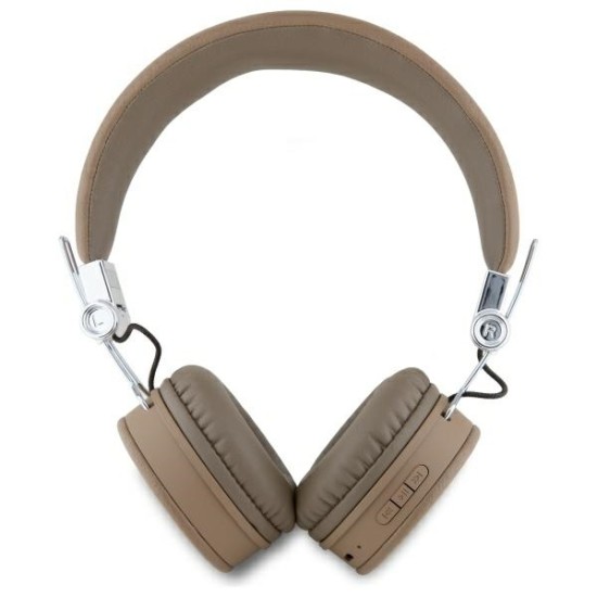 Guess Bluetooth ENC GUBH70PGTSPSW Brown Grained Classic Round Shape Headphones Guess Bluetooth ENC GUBH70PGTSPSW Brown Grained Classic Round Shape Headphones