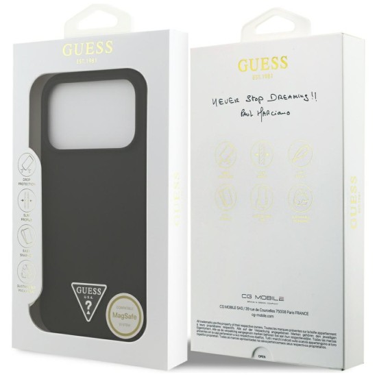 Guess Silicone Triangle Logo MagSafe Case for iPhone 17 Pro - Black Guess Silicone Triangle Logo MagSafe Case for iPhone 17 Pro - Black