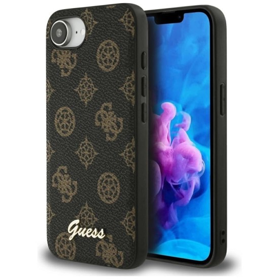 Guess Peony Script Logo MagSafe iPhone 16e Case Black Guess Peony Script Logo MagSafe iPhone 16e Case Black