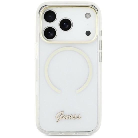 Guess IML Script Metal MagSafe Case for iPhone Air - Clear